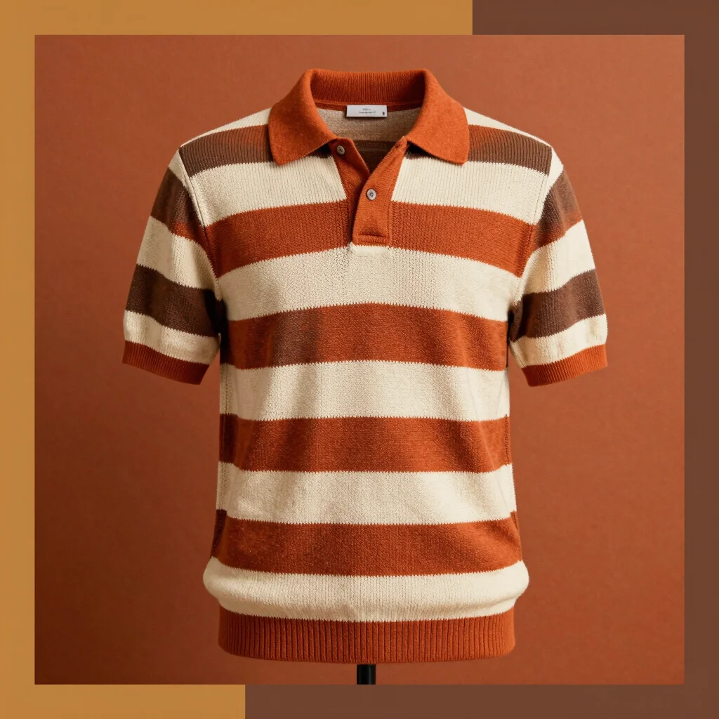 Rust Stripe Knit Polo